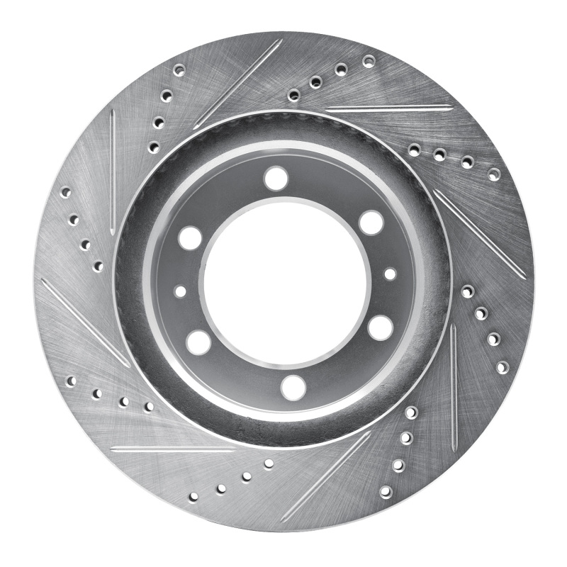Toyota FJ Cruiser Brake Rotor (1) - Front Right - R1 Concepts - Drilled & Slotted - Silver - `03-`23